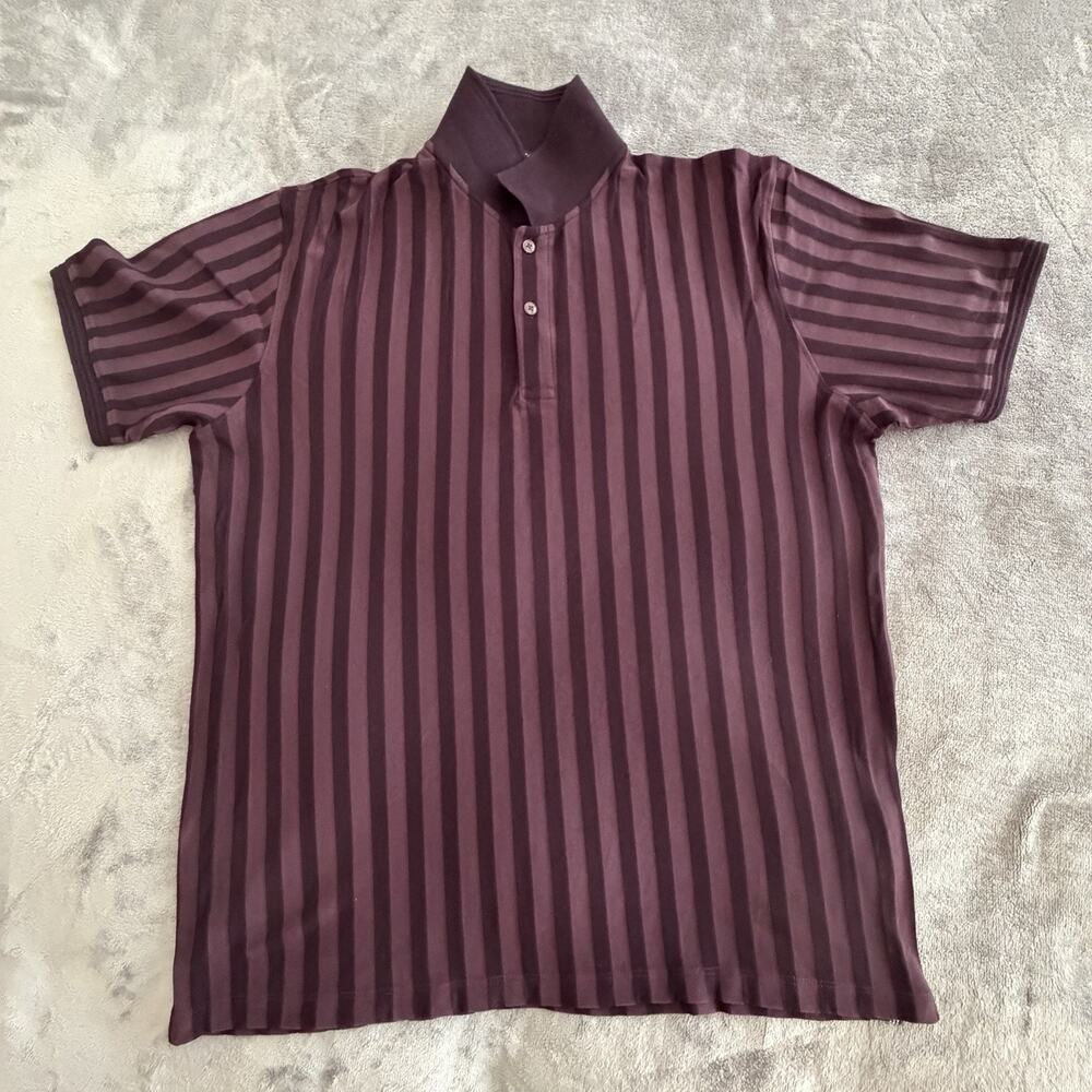 Octave Polo Purple Striped 2XL Knit Collared Short Sleeve Button Classic